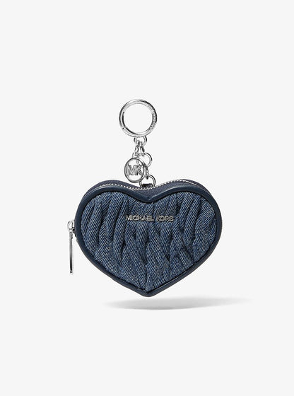 Jet Set Travel Matelasse Denim Heart Coin Pouch Denim Denim