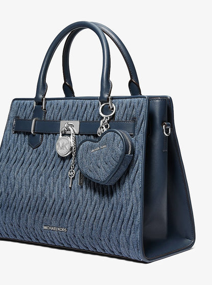 Jet Set Travel Matelasse Denim Heart Coin Pouch Denim Denim