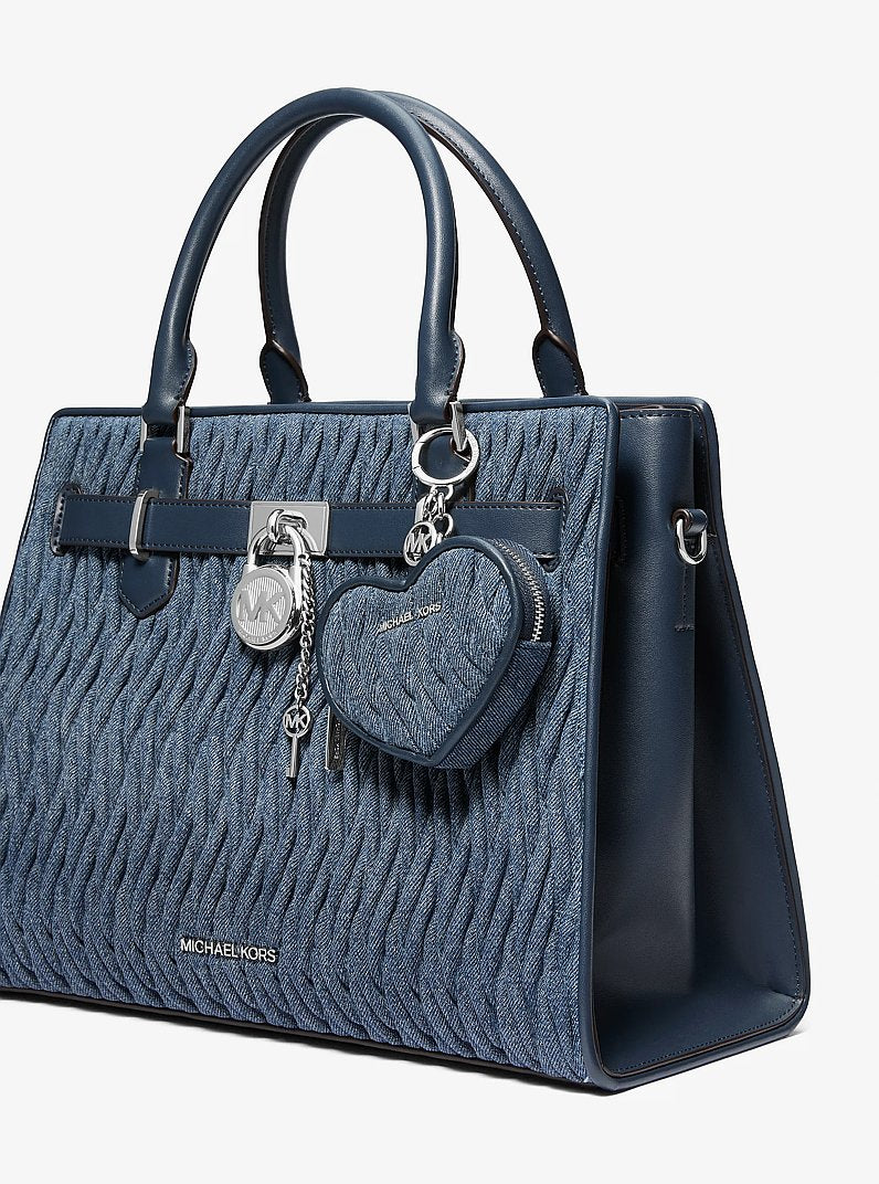 Jet Set Travel Matelasse Denim Heart Coin Pouch Denim Denim