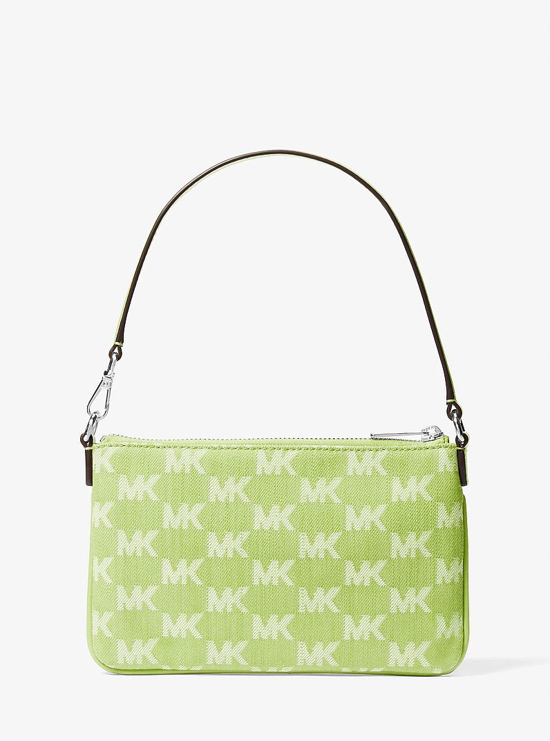 Jet Set Travel Small Logo Jacquard Denim Wristlet Lime Lime