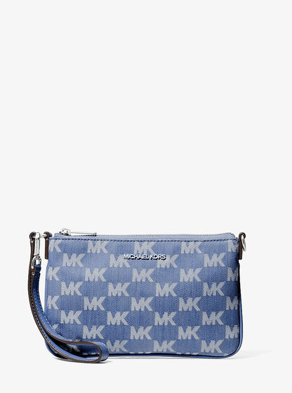 Jet Set Travel Small Logo Jacquard Denim Wristlet Denim Denim