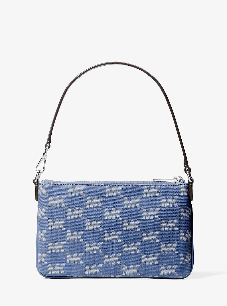 Jet Set Travel Small Logo Jacquard Denim Wristlet Denim Denim