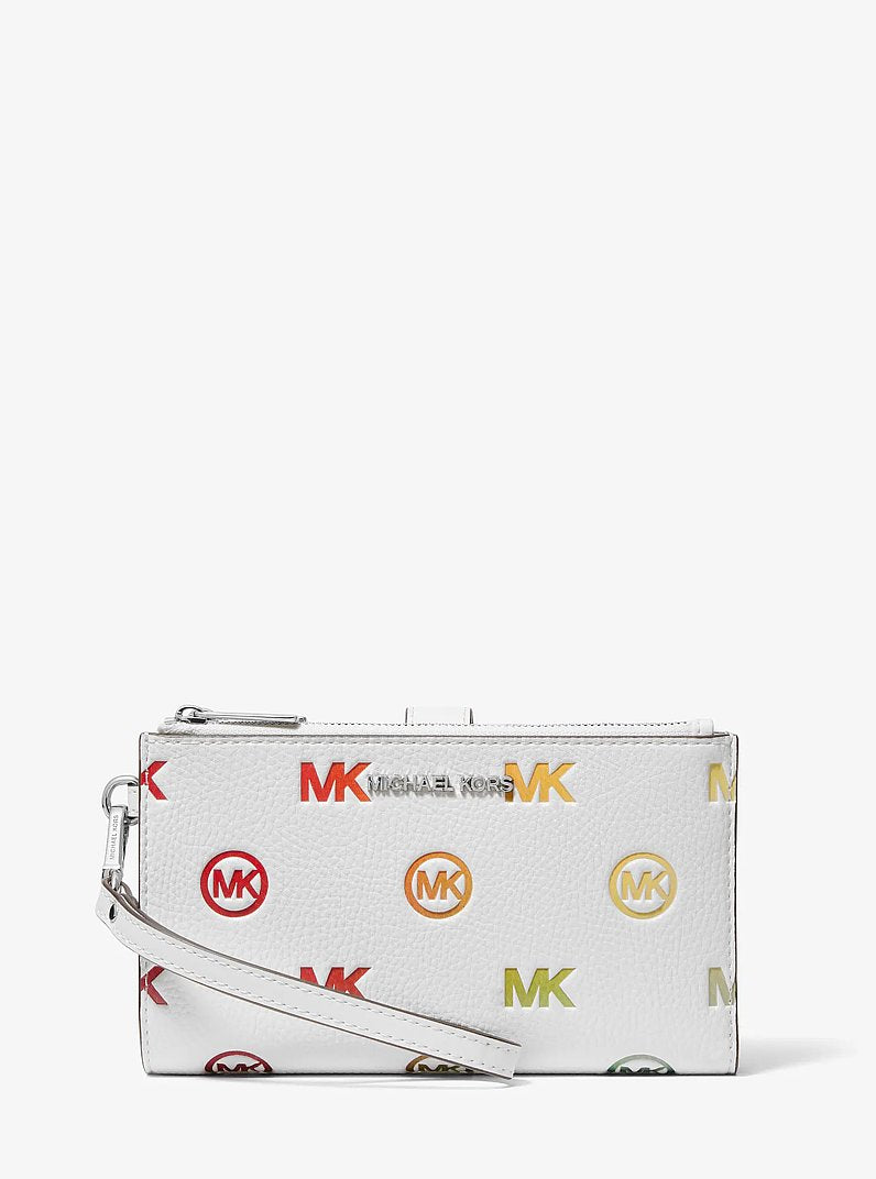 Jet Set Travel Rainbow Logo Embossed Wristlet Optic White Optic White