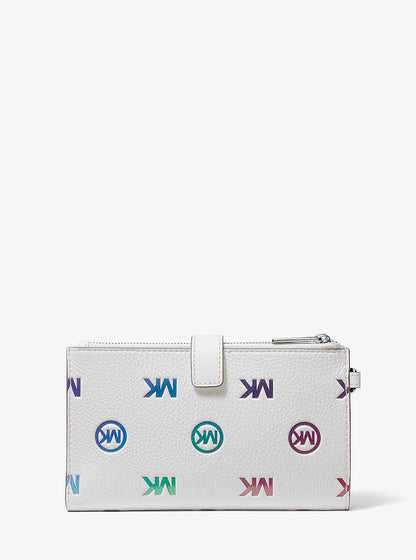 Jet Set Travel Rainbow Logo Embossed Wristlet Optic White Optic White