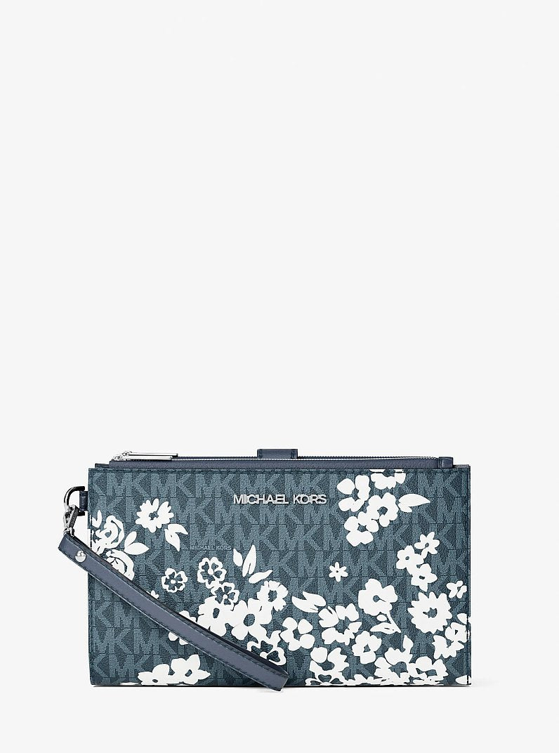 Jet Set Travel Large Printed Signature Logo Wristlet Wallet Admiral Admiral