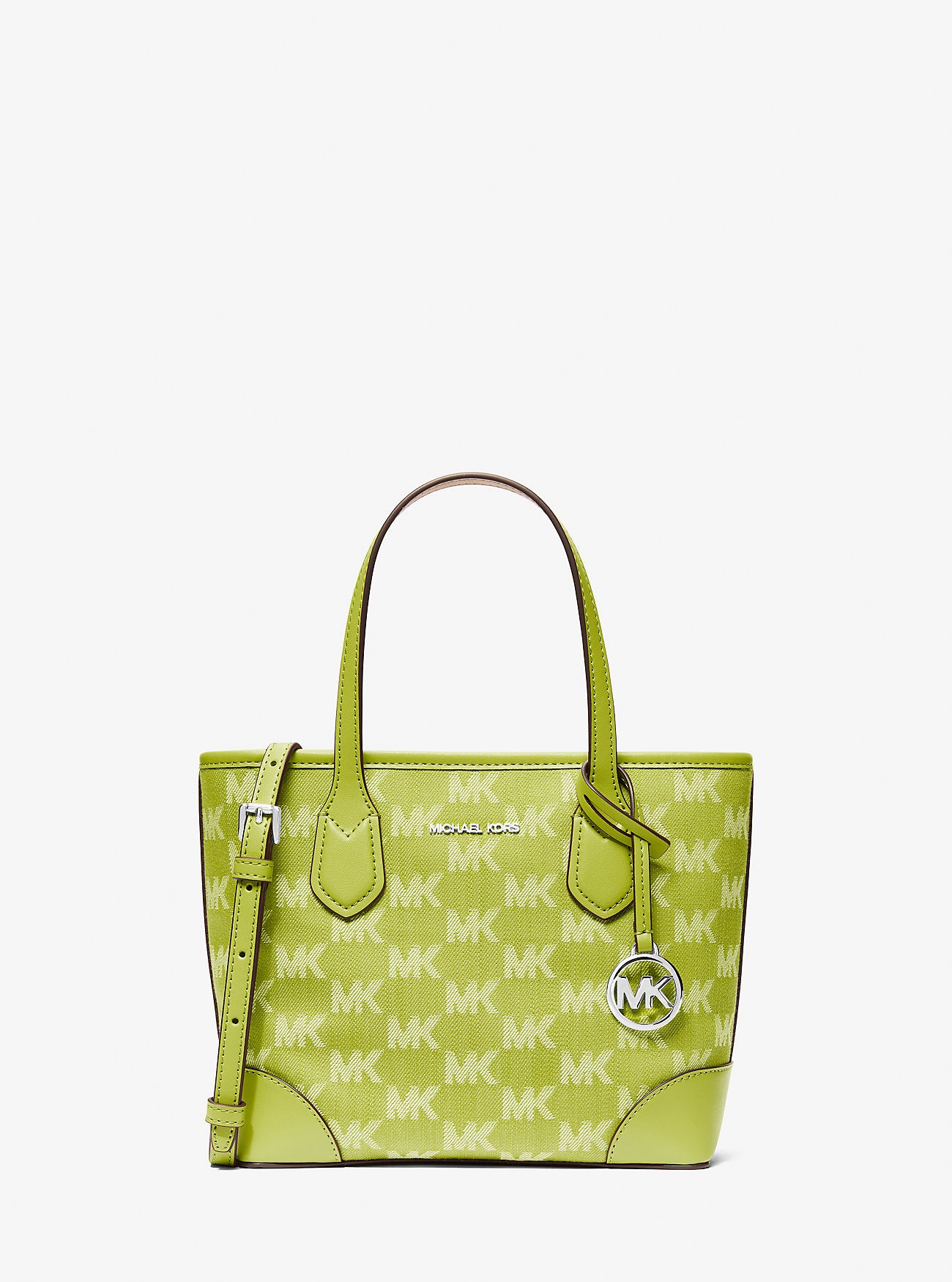 Eva Extra-Small Logo Jacquard Denim Convertible Tote Bag Lime Lime