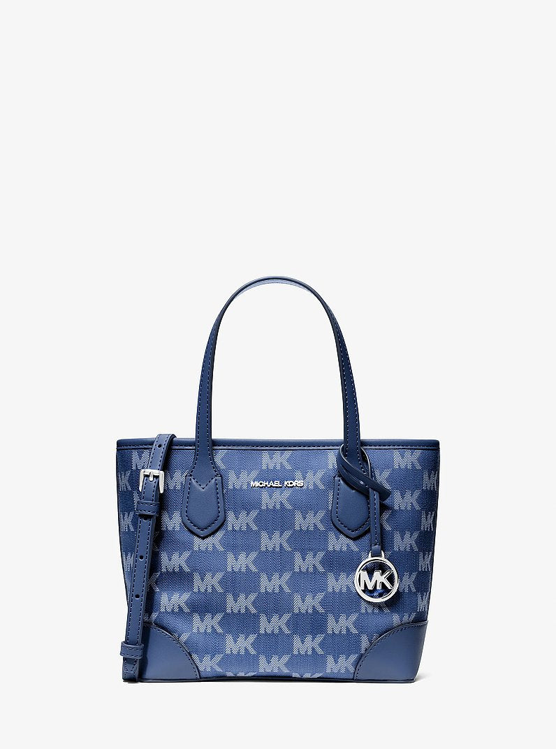 Eva Extra-Small Logo Jacquard Denim Convertible Tote Bag Denim Denim