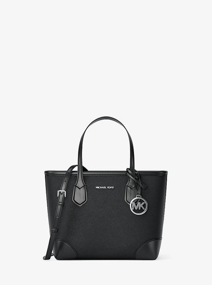 Eva Extra-Small Saffiano Leather Convertible Tote Bag Black Black