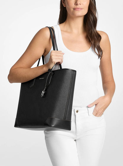 Eva Large Saffiano Leather Tote Bag Black Black