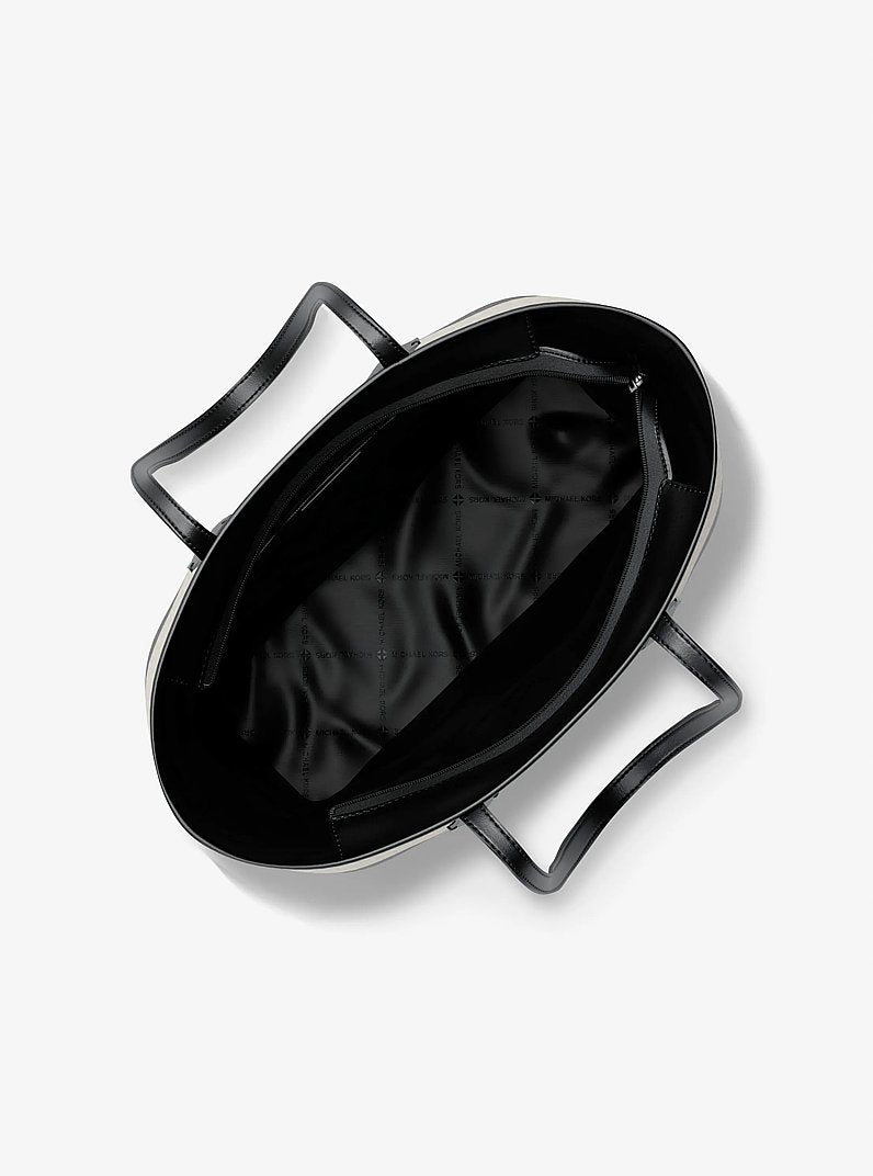 Eva Large Striped Signature Logo Tote Bag Black Black
