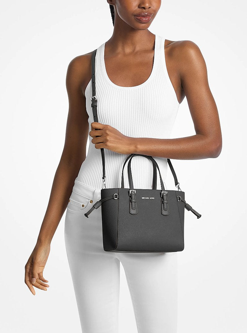 Voyager Extra-Small Pebbled Leather Convertible Crossbody Bag Black Black