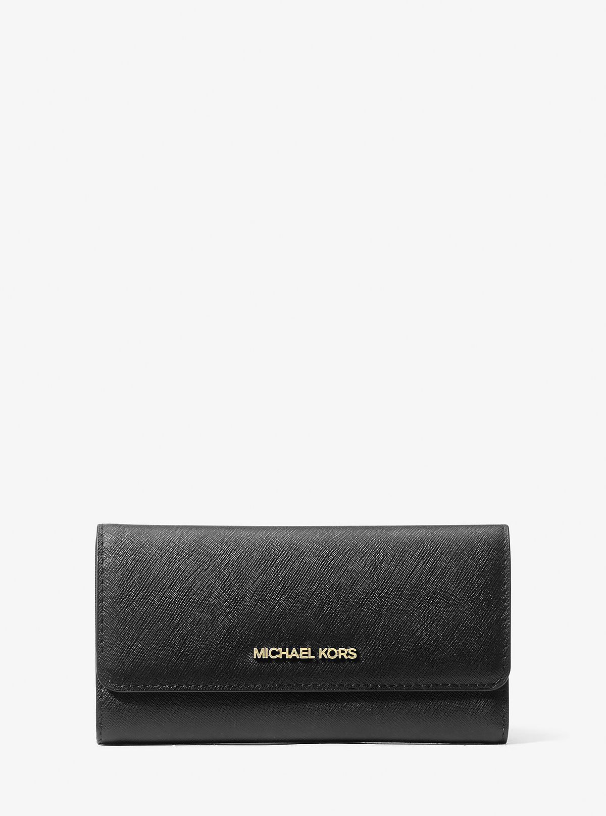 Jet Set Travel Crossgrain Leather Tri-Fold Wallet Black Black