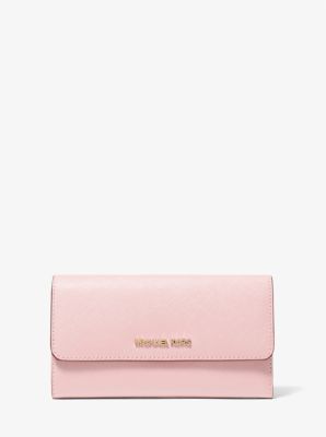 Jet Set Travel Crossgrain Leather Tri-Fold Wallet Powder Blush Powder Blush