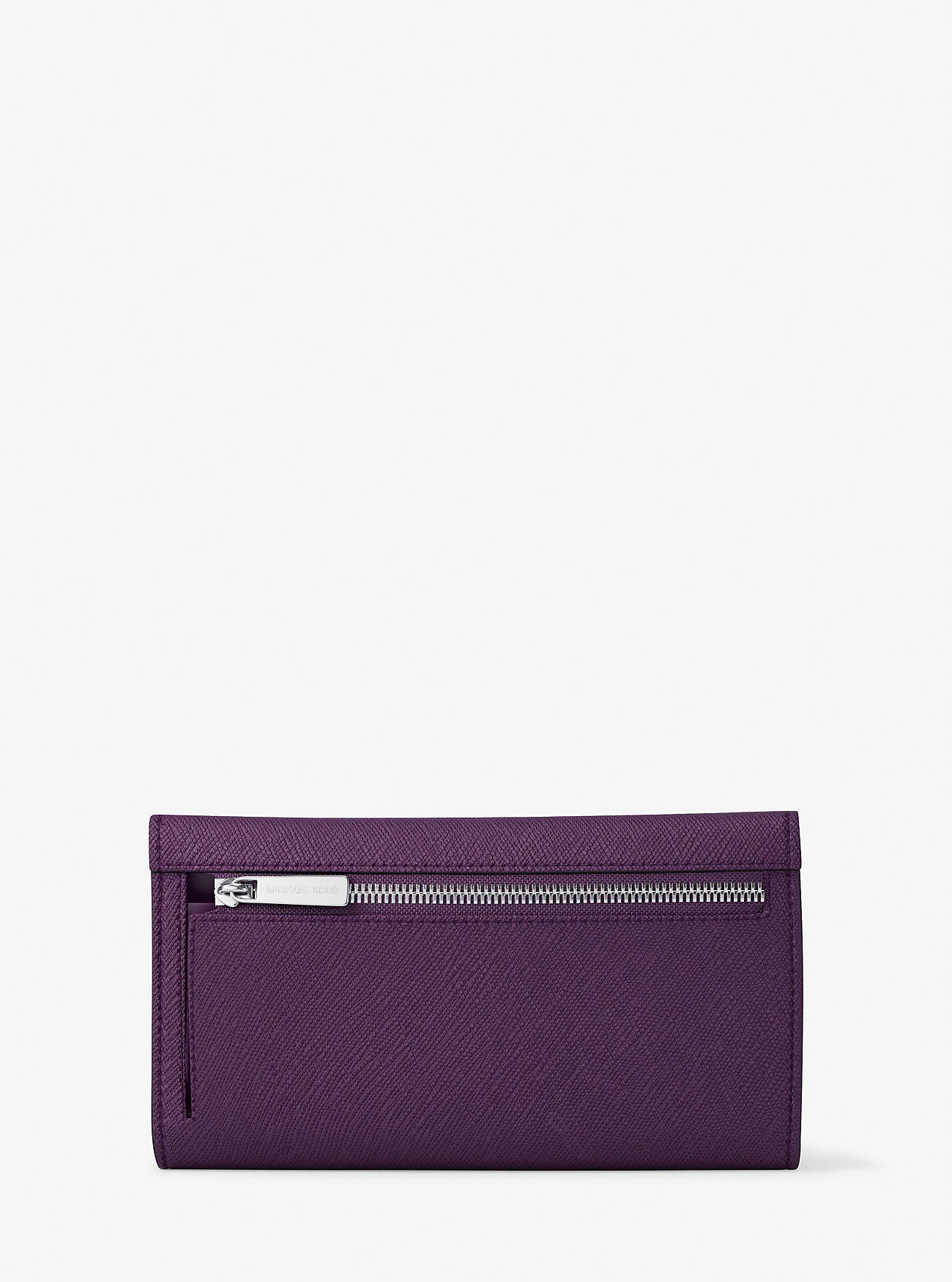 Jet Set Large Saffiano Leather Tri-Fold Wallet Purple Purple