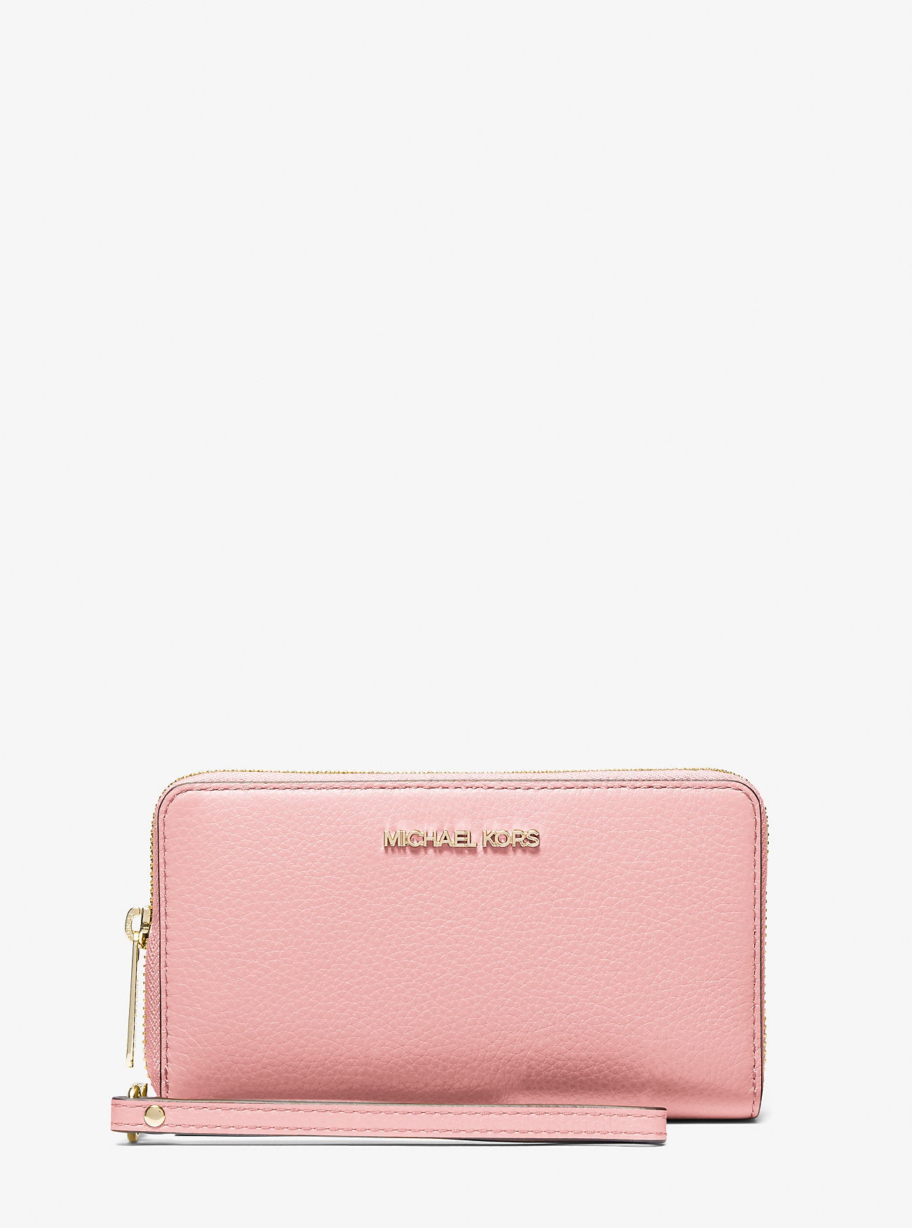 Large Pebbled Leather Smartphone Wristlet Powder Blush Powder Blush