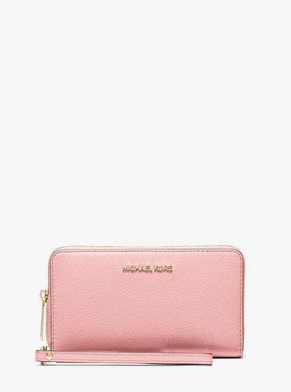 Large Pebbled Leather Smartphone Wristlet Powder Blush Powder Blush