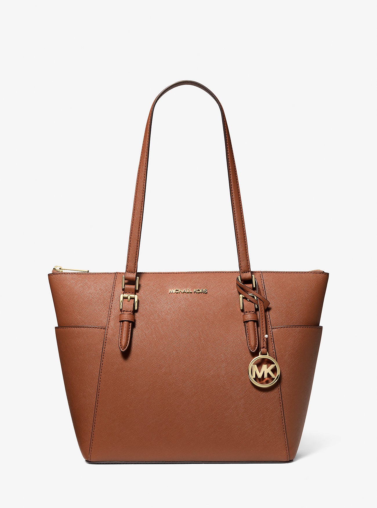 Charlotte Large Saffiano Leather Top-Zip Tote Bag Luggage Luggage