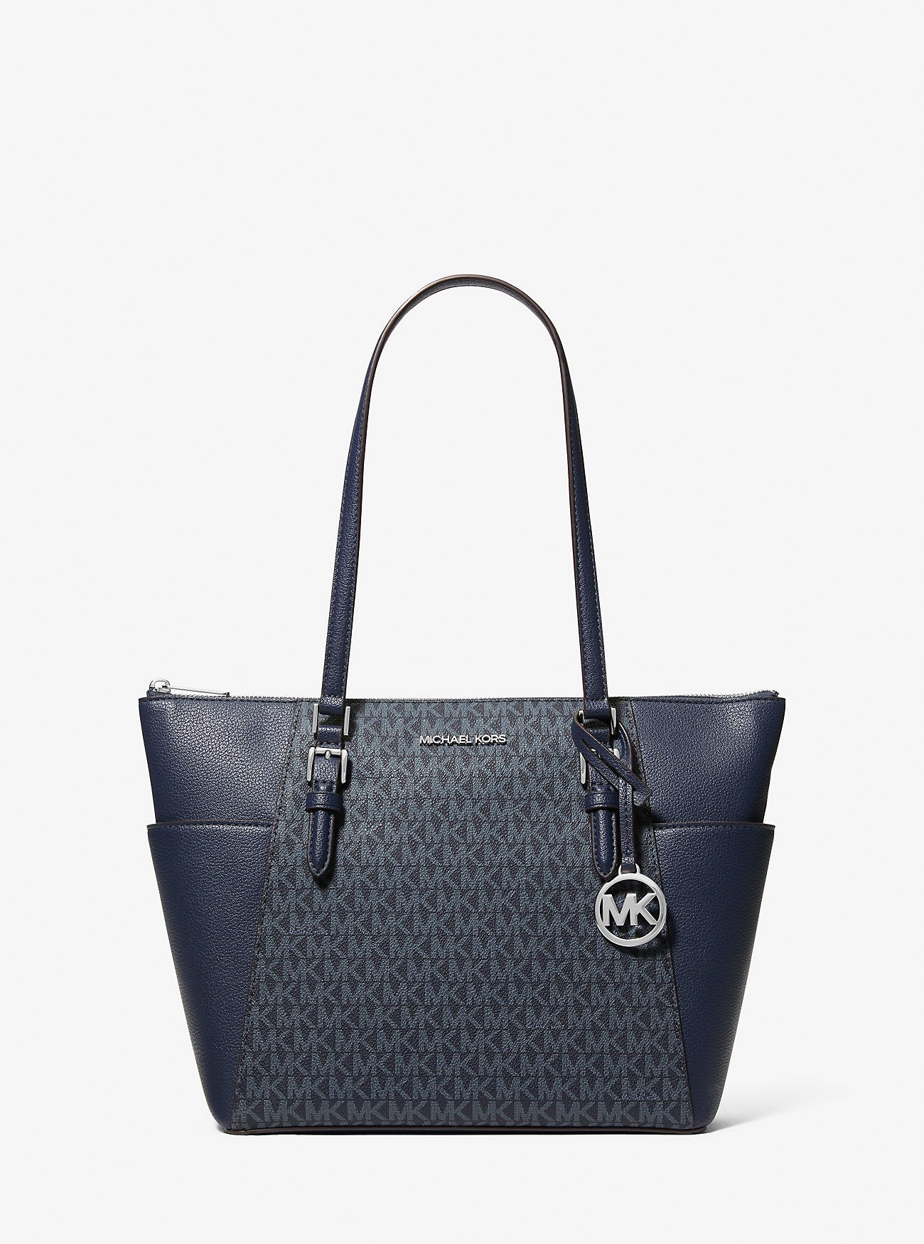 Charlotte Large Logo and Leather Top-Zip Tote Bag Admiral Admiral