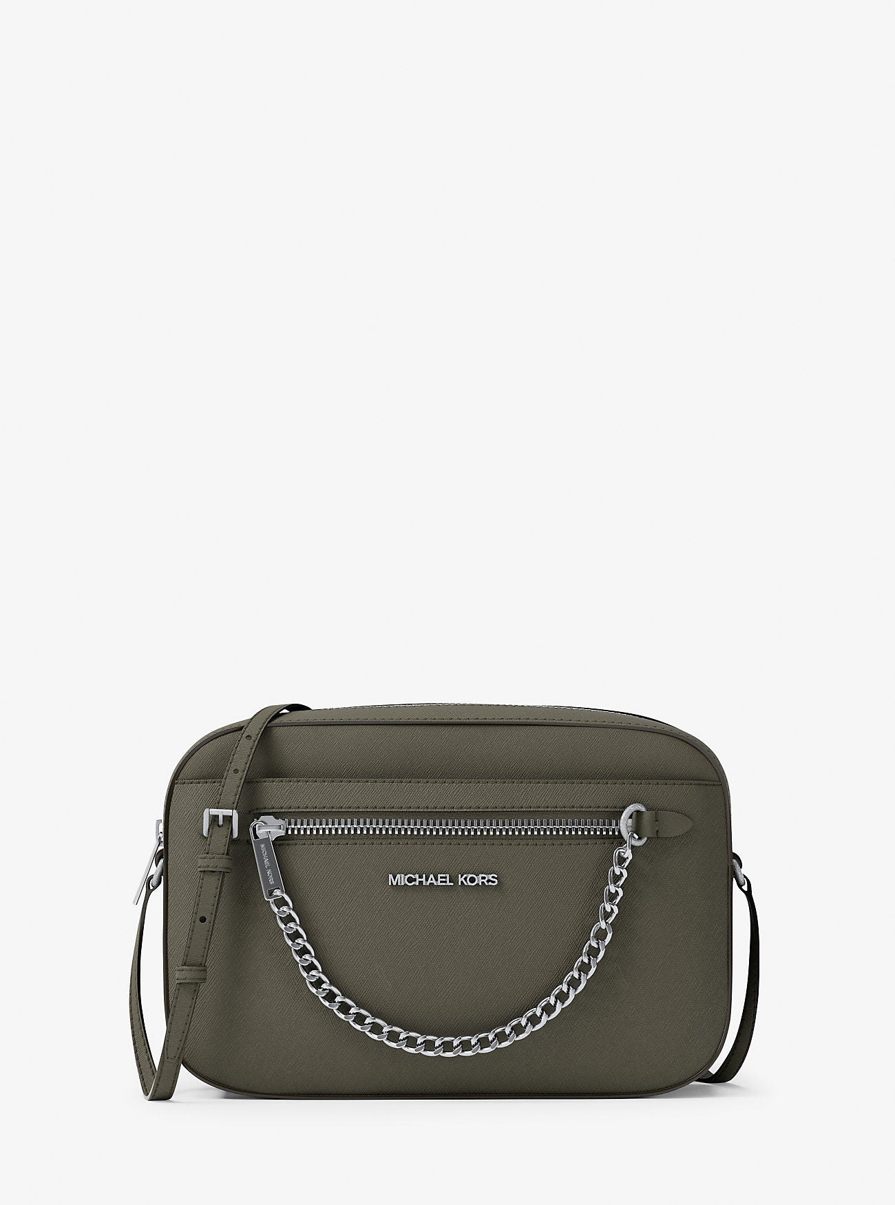 Jet Set Large Saffiano Leather Crossbody Bag Olive Olive