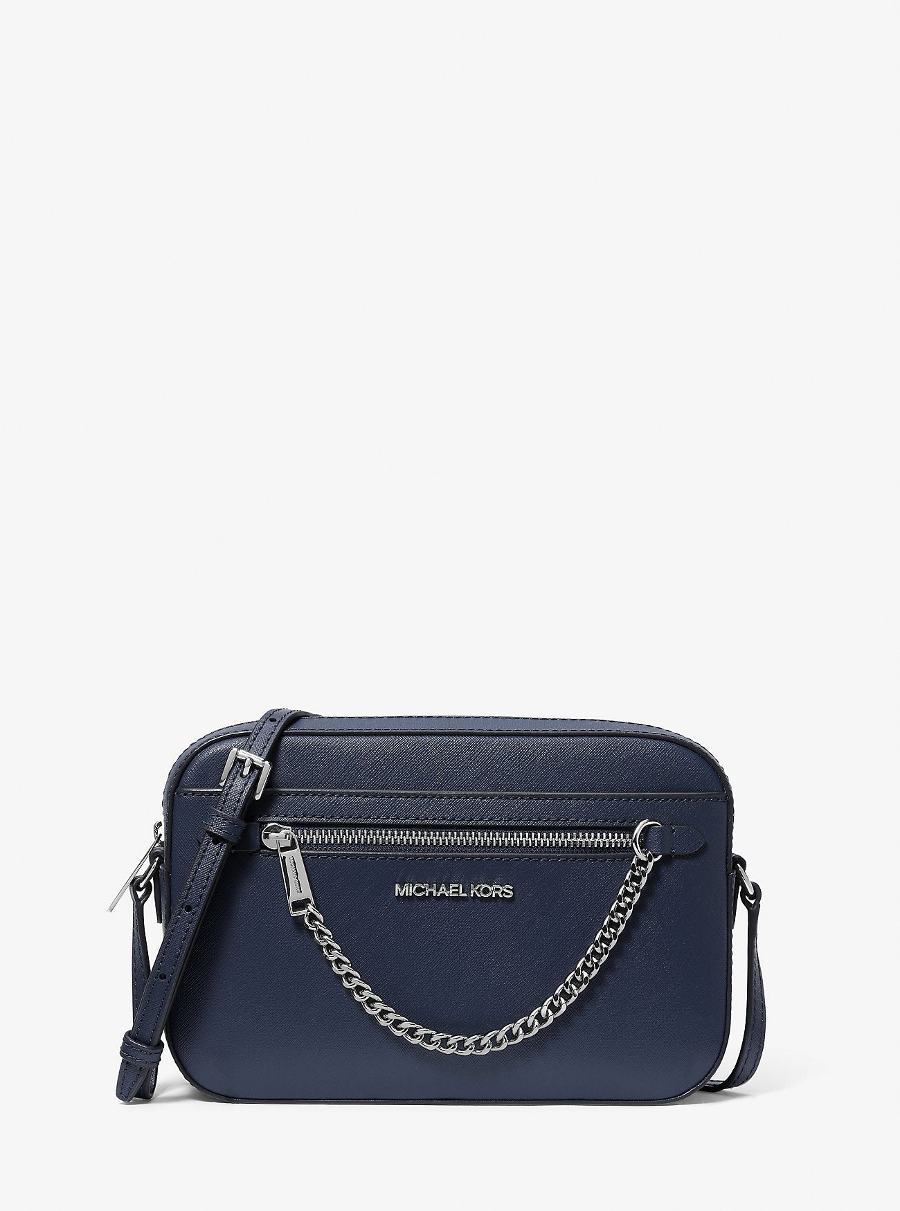 Jet Set Large Saffiano Leather Crossbody Bag Navy Navy
