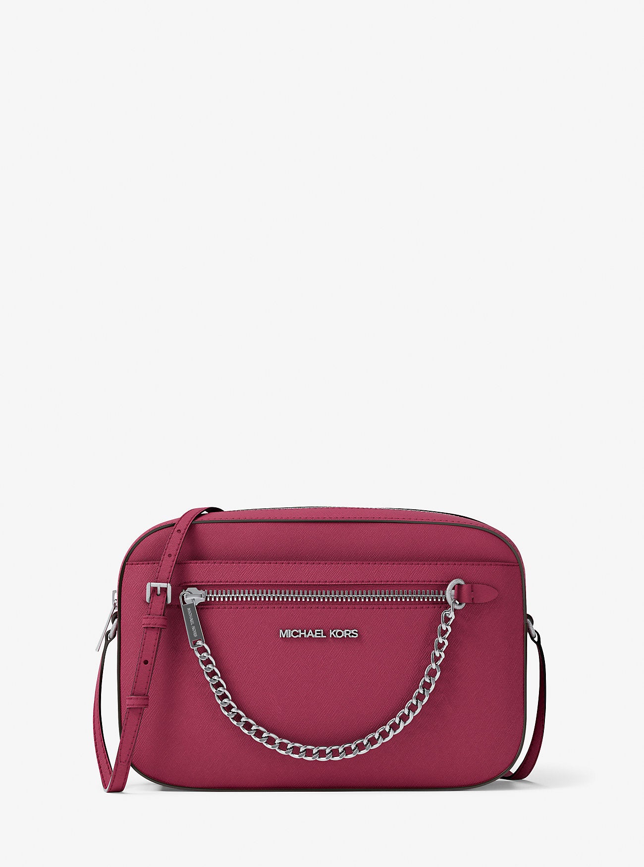 Jet Set Large Saffiano Leather Crossbody Bag Dk Raspberry Dk Raspberry