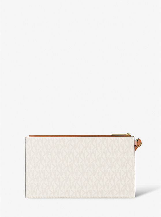 Jet Set Large Signature Logo Wristlet Brown