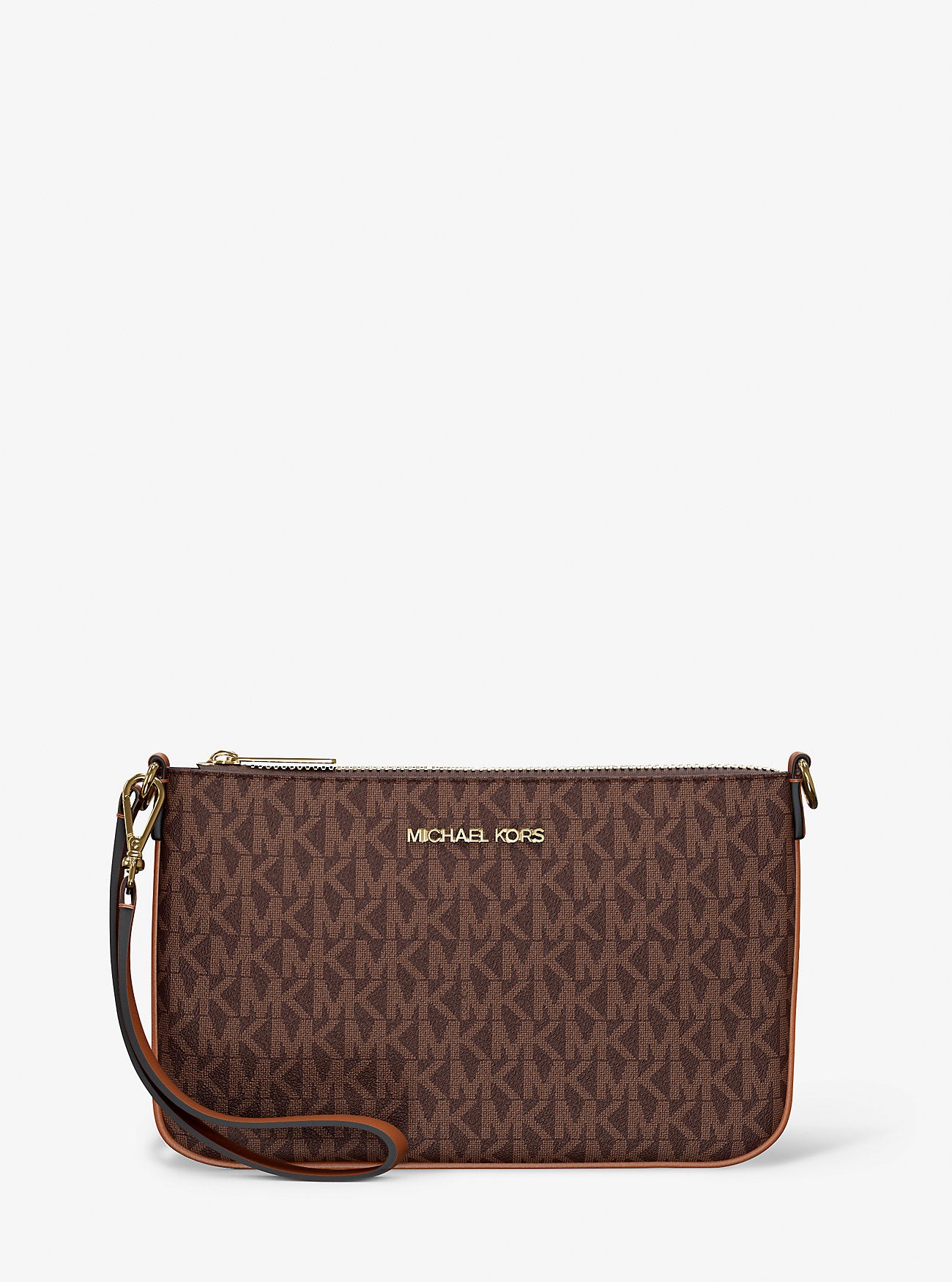 Jet Set Small Signature Logo Convertible Wristlet Brown Brown