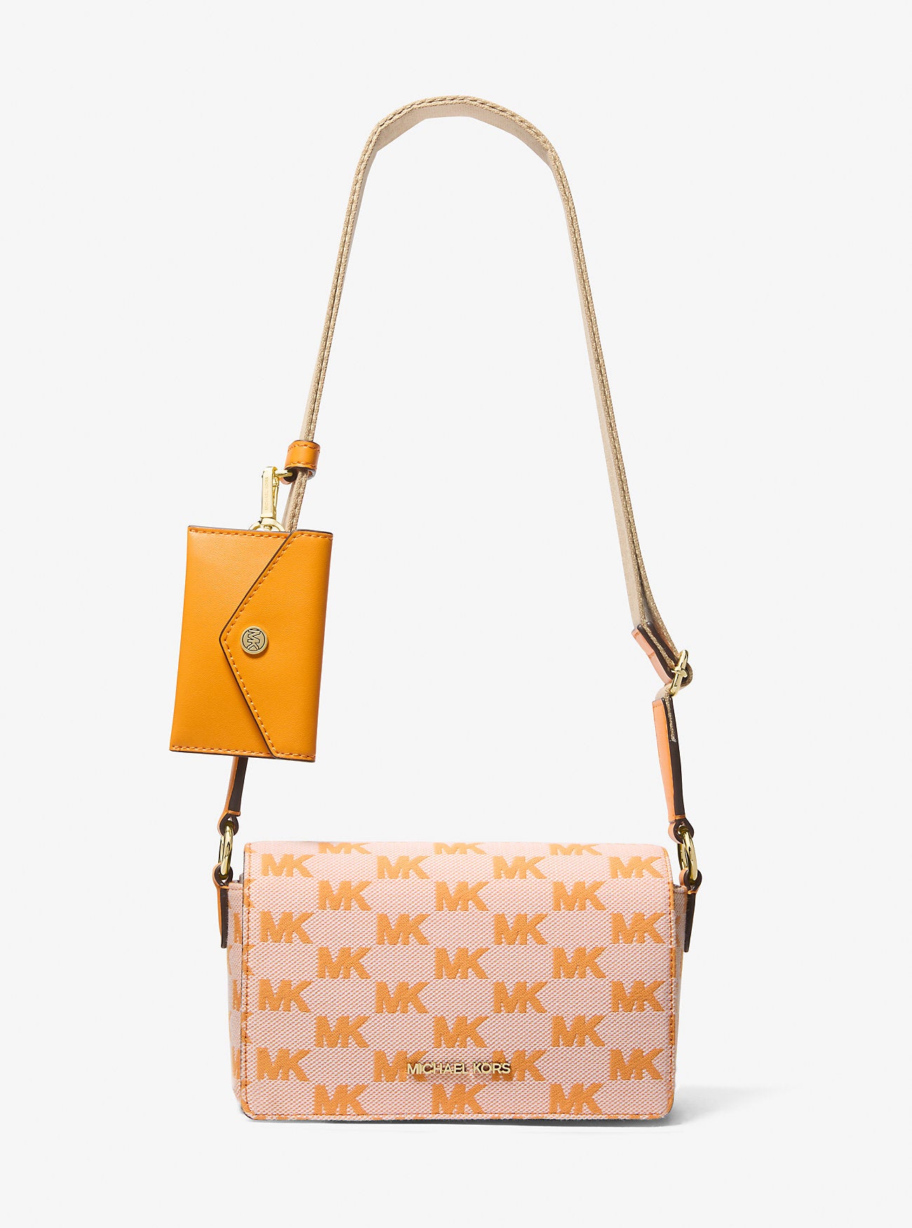 Vincent Small Logo Jacquard Crossbody Bag with Card Case Pop Orange Pop Orange
