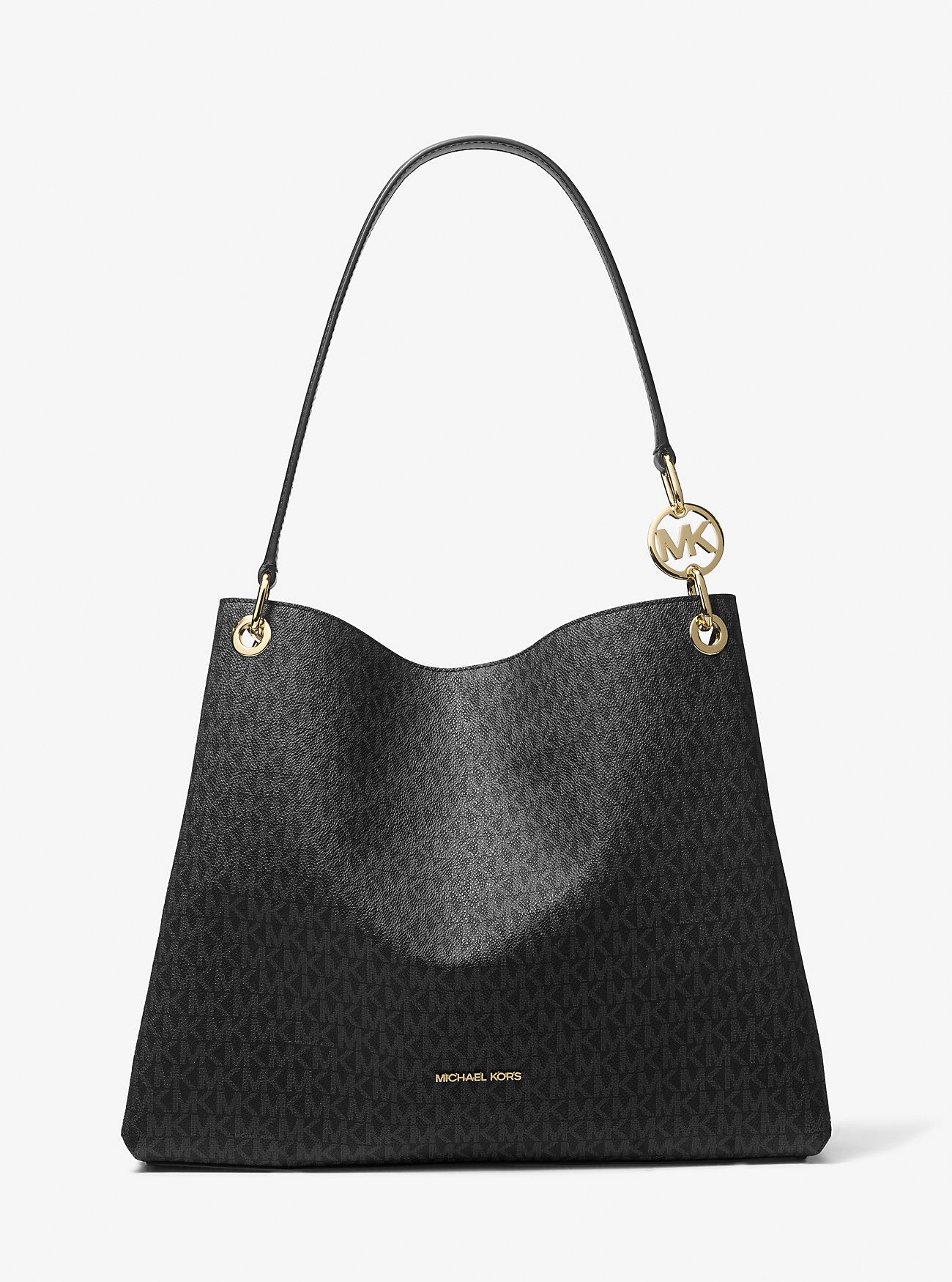 Christina Large Signature Logo Shoulder Bag Black Black