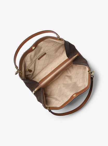 Christina Large Signature Logo Shoulder Bag Brown Brown