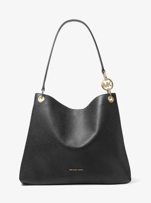 Christina Large Pebbled Leather Shoulder Bag Black Black