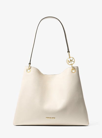 Christina Large Pebbled Leather Shoulder Bag Lt Cream Lt Cream