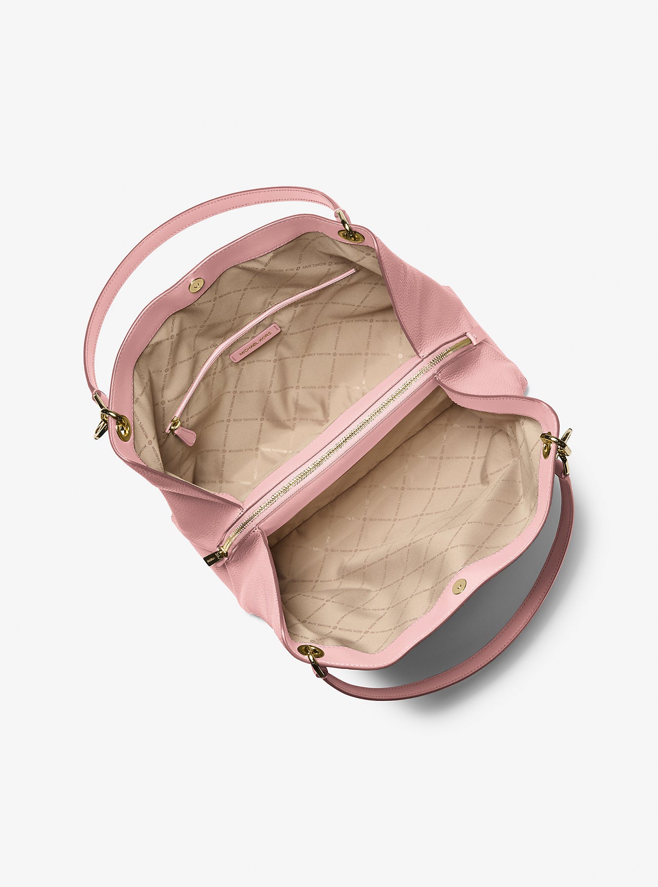 Christina Large Pebbled Leather Shoulder Bag Powder Blush Powder Blush