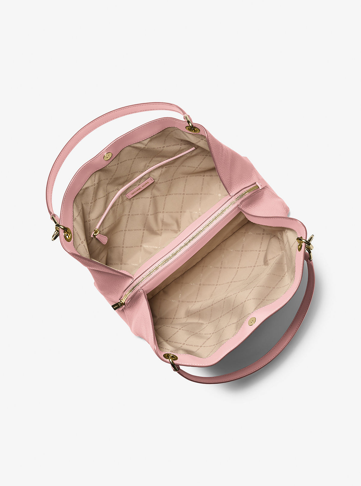 Christina Large Pebbled Leather Shoulder Bag Powder Blush Powder Blush