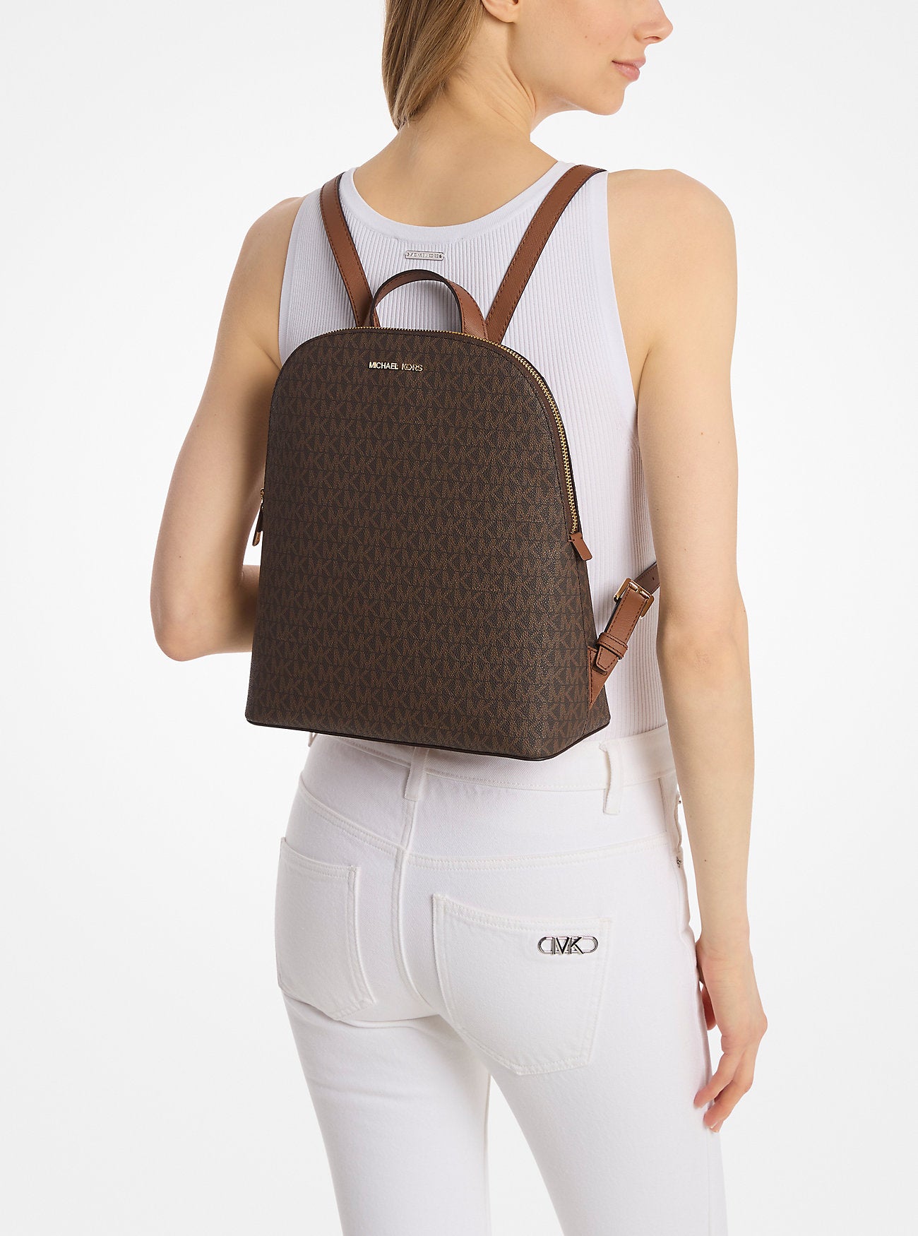 Cindy Large Signature Logo Backpack Brown Brown