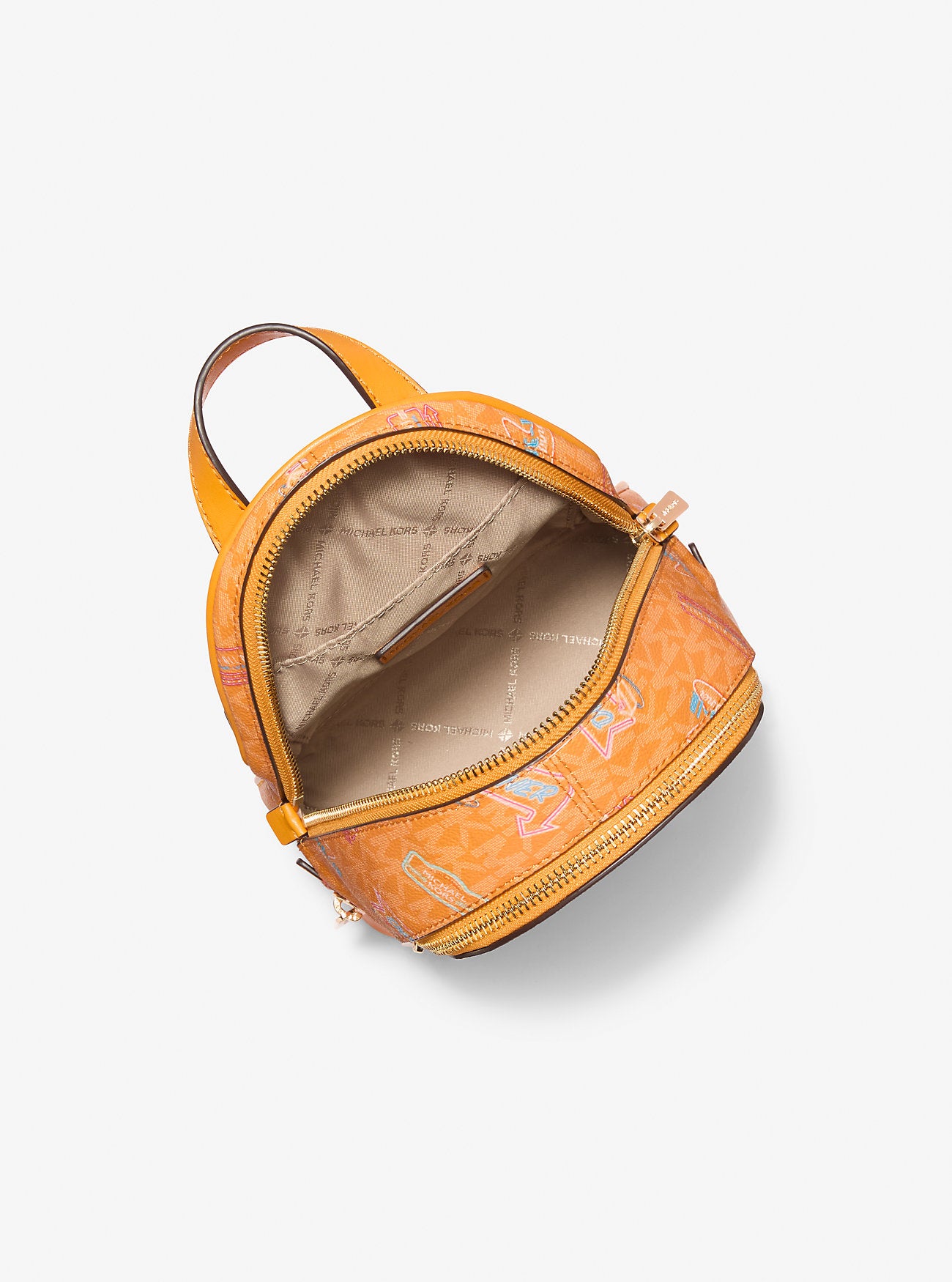 Rhea Extra-Small Printed Signature Logo Backpack Pop Orange Pop Orange