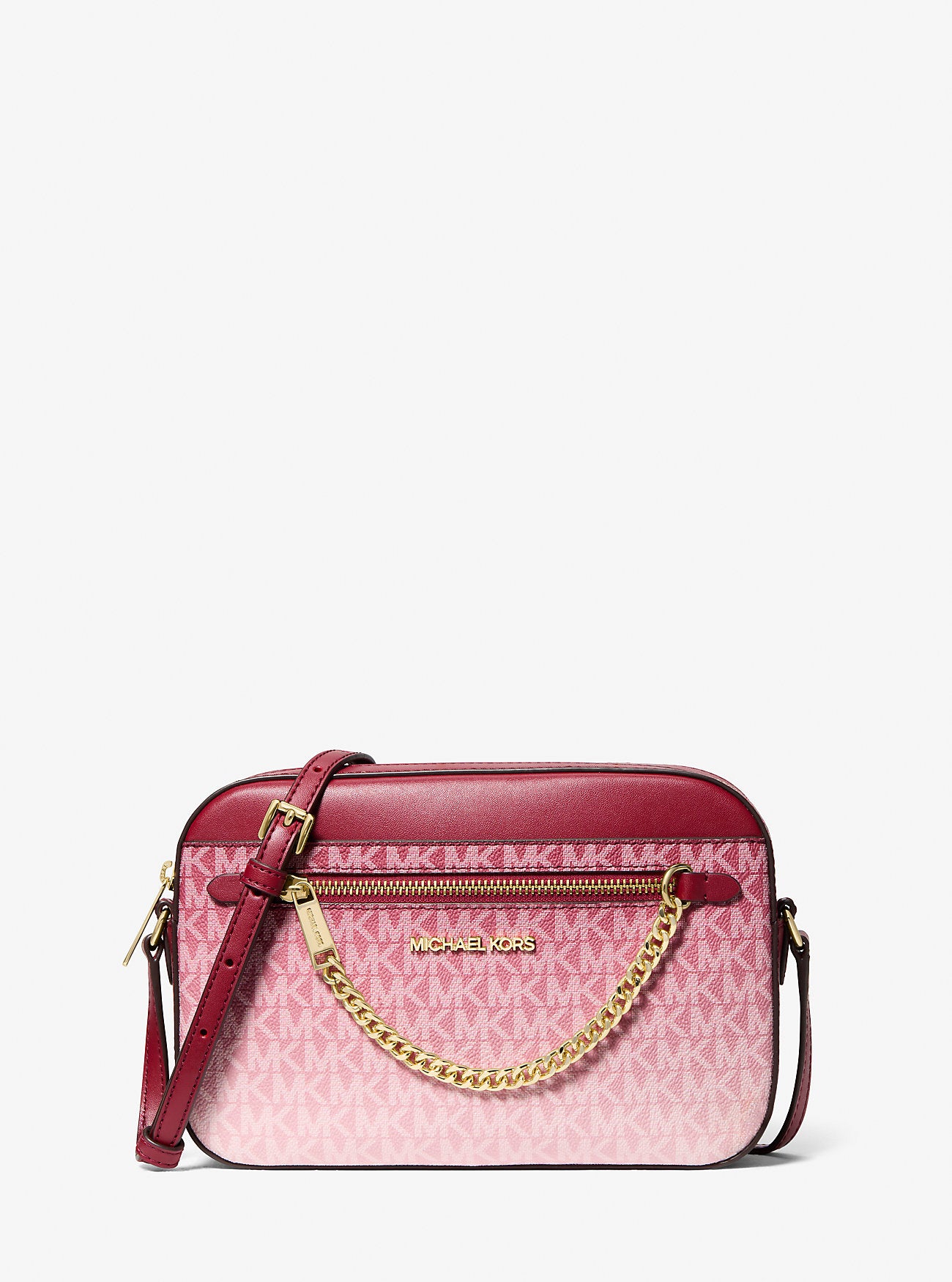 Jet Set Large Ombre Signature Logo Crossbody Bag Cherry Cherry