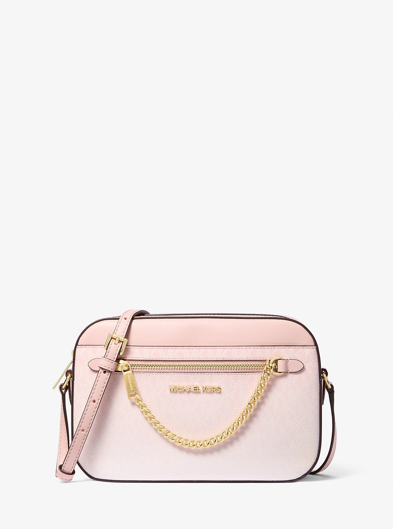 Jet Set Large Ombre Signature Logo Crossbody Bag Powder Blush Powder Blush