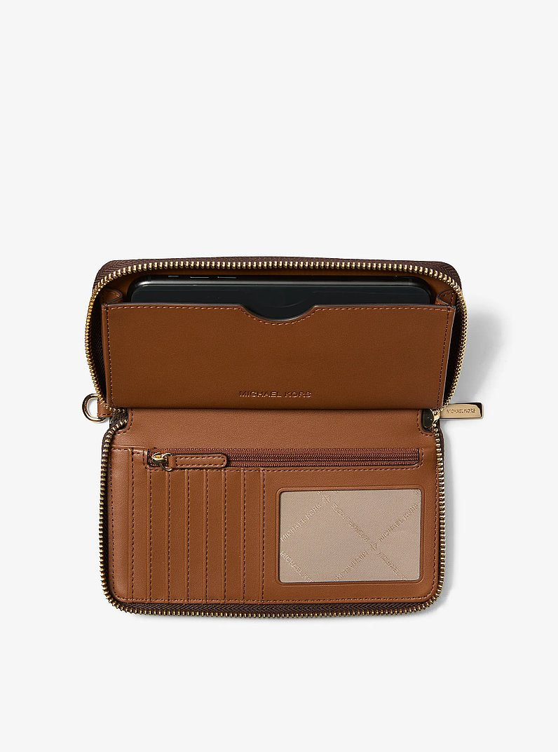 Jet Set Travel Large Striped Signature Logo Smartphone Wallet Brown Multi Brown Multi