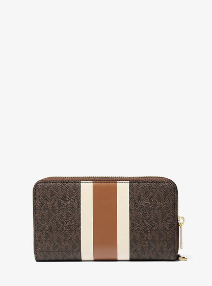 Jet Set Travel Large Striped Signature Logo Smartphone Wallet Brown Multi Brown Multi