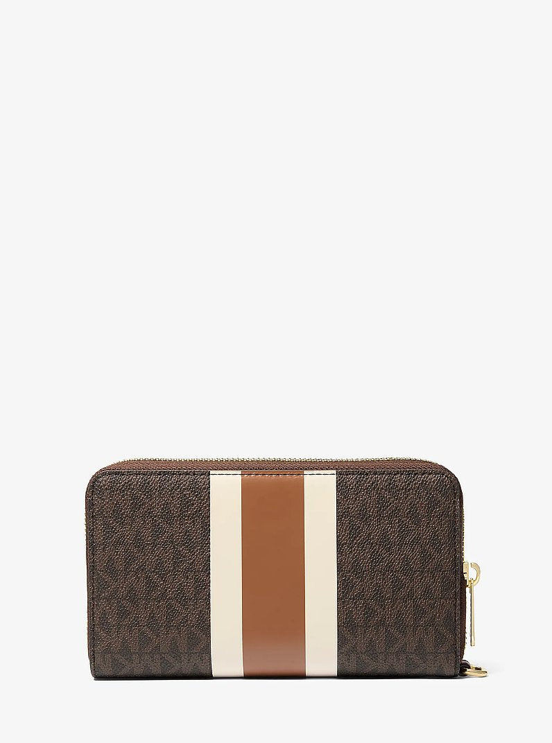Jet Set Travel Large Striped Signature Logo Smartphone Wallet Brown Multi Brown Multi
