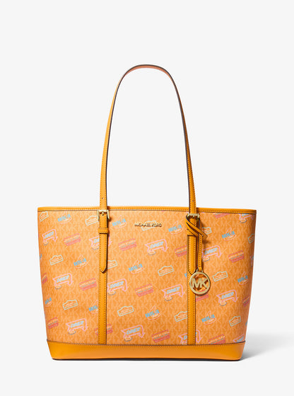 Jet Set Large Printed Signature Logo Tote Bag Pop Orange Pop Orange