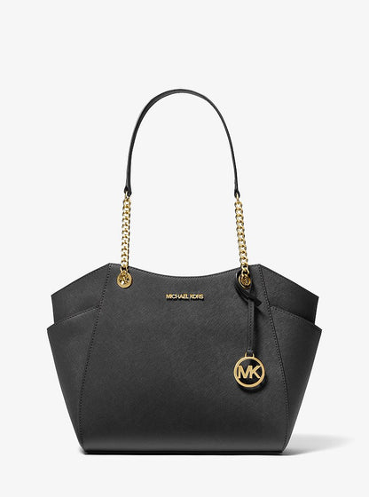 Jet Set Large Saffiano Leather Shoulder Bag Black Black