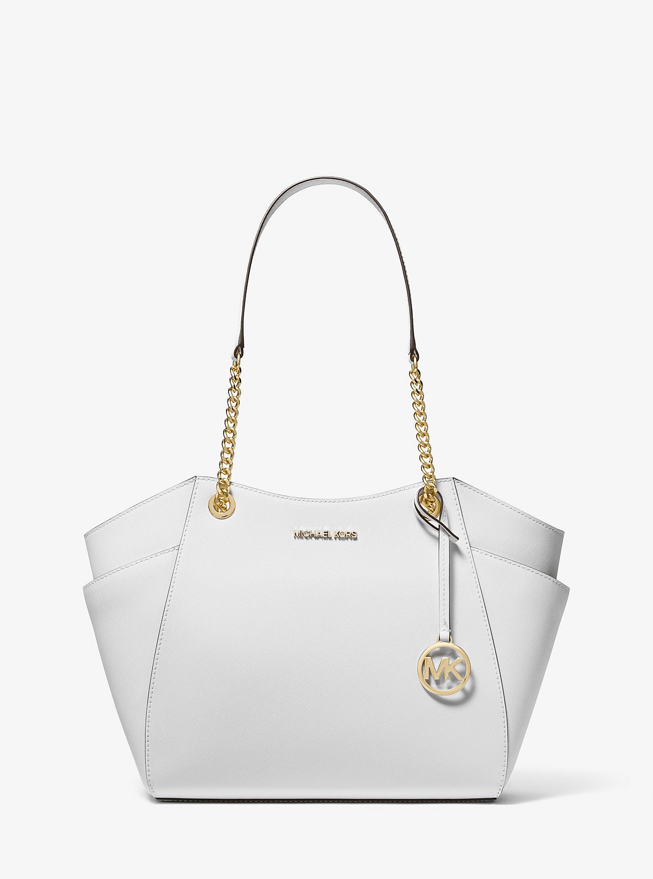 Jet Set Large Saffiano Leather Shoulder Bag Optic White Optic White