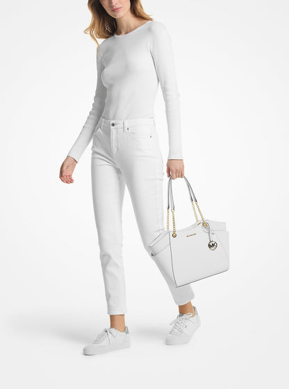 Jet Set Large Saffiano Leather Shoulder Bag Optic White Optic White