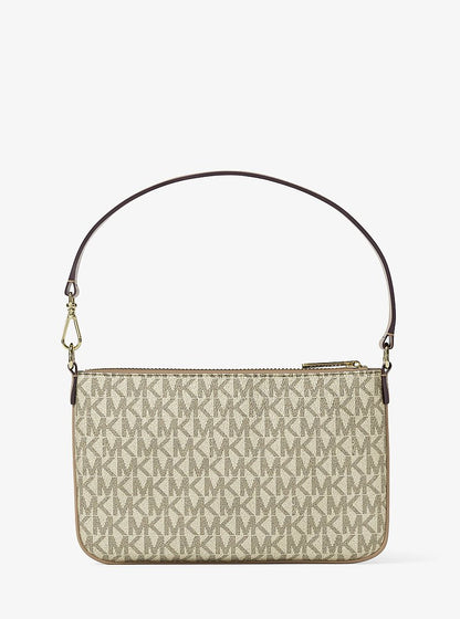 Jet Set Small Metallic Signature Logo Wristlet Pale Gold Pale Gold