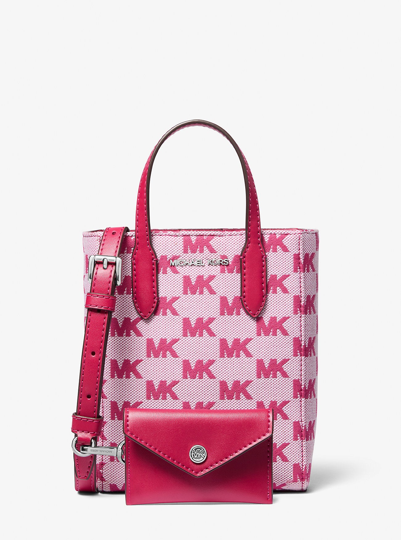 Vincent Extra-Small Logo Jacquard Convertible Tote Bag With Card Case Dk Raspberry Dk Raspberry