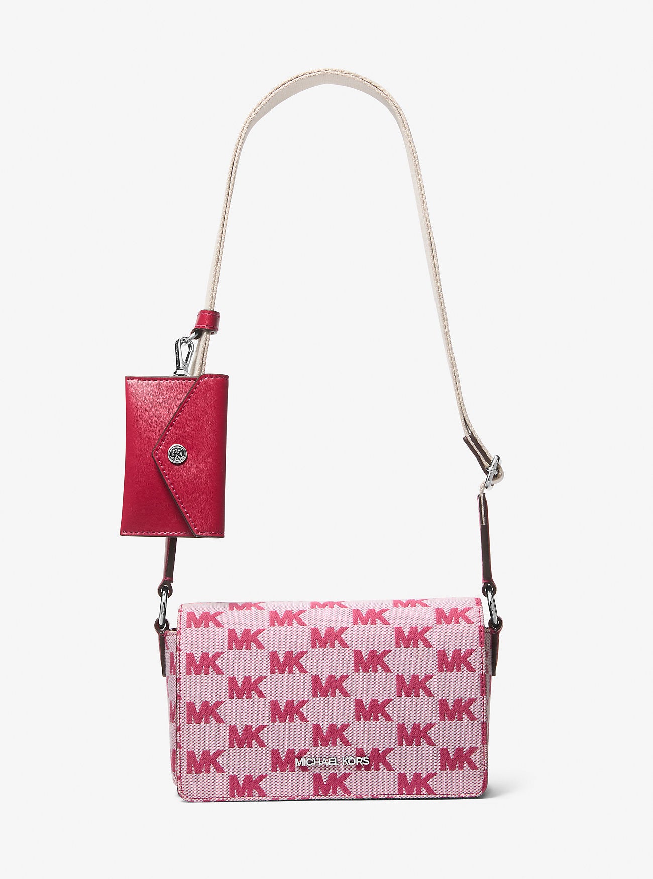 Vincent Small Logo Jacquard Crossbody Bag with Card Case Dk Raspberry Dk Raspberry