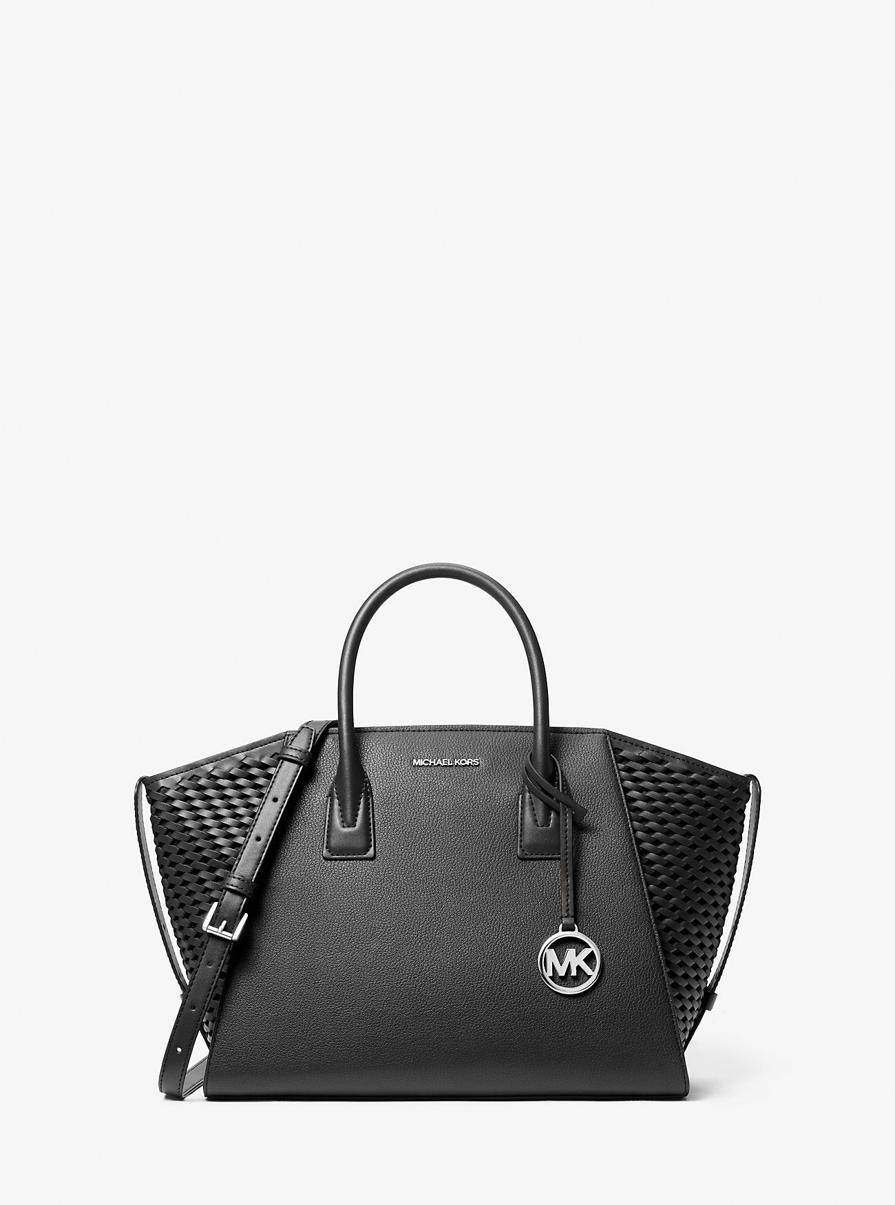 Avril Large Woven Satchel Black Black