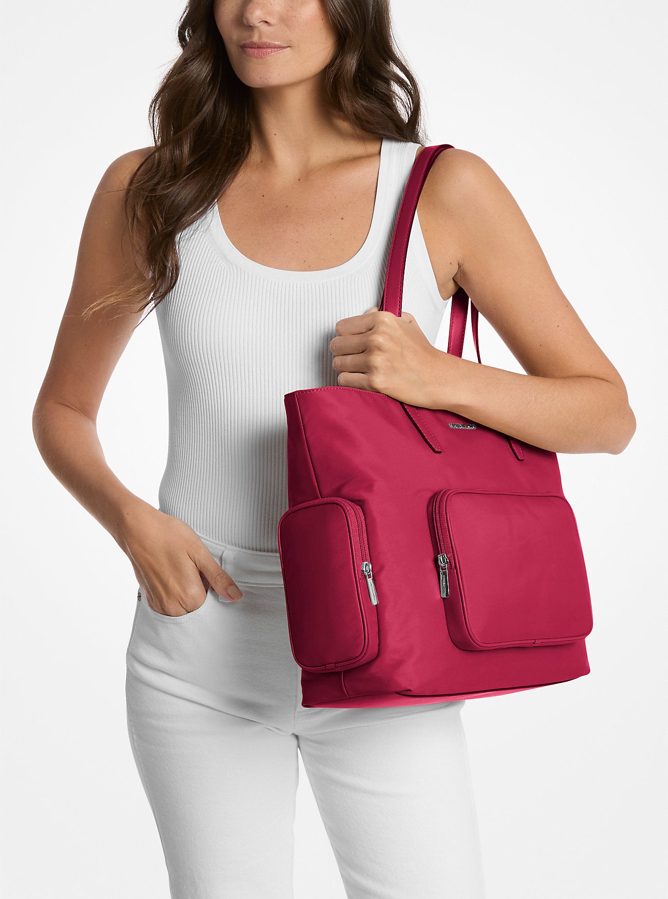 Khai Large Nylon Tote Bag Dk Raspberry Dk Raspberry